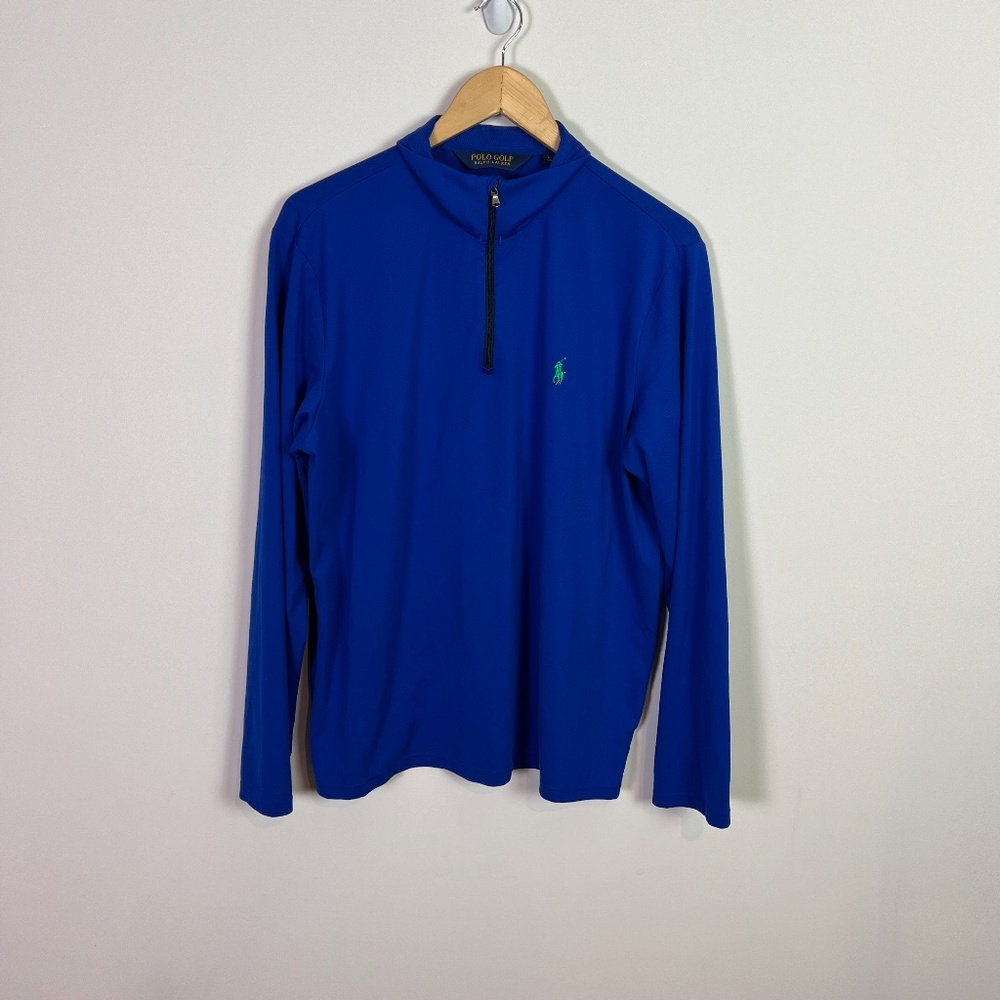 Polo Golf Ralph Lauren Blue Performance Active Half Zip Jersey Pull Over Top Men